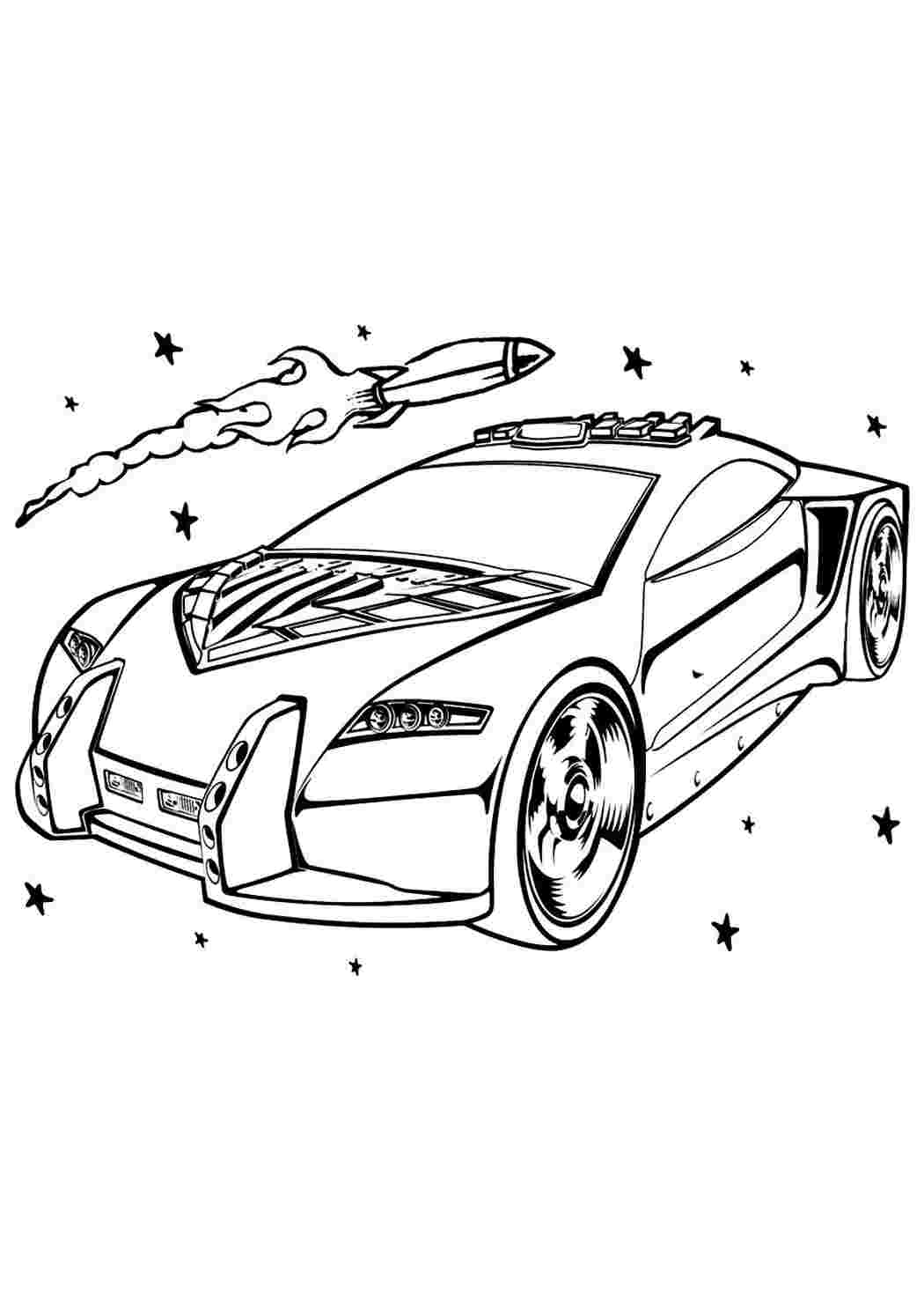 Раскраска Гоночний автомобіль Хот Вілс. Розмальовки.