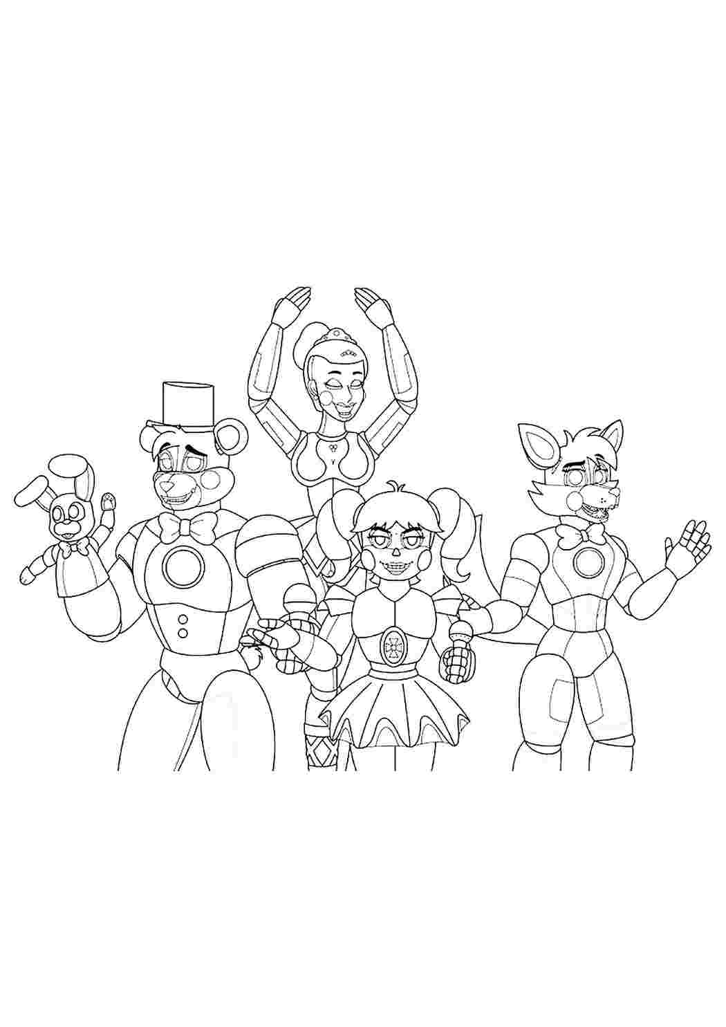 Раскраска Розфарбунки для хлопчиків розмальовка FNAF 7. Сайт з розфарбунками.