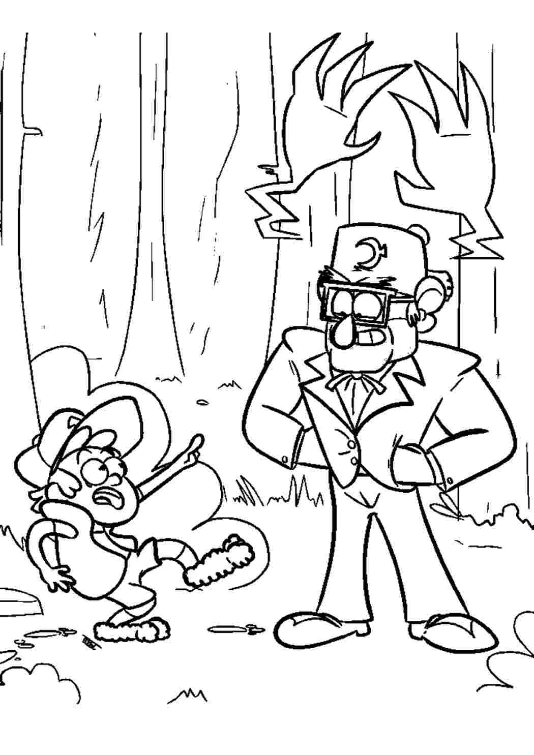 Раскраска Розфарбунки з мультфільмів, розфарбунки Gravity Falls. Розвиваючі розфарбунки.