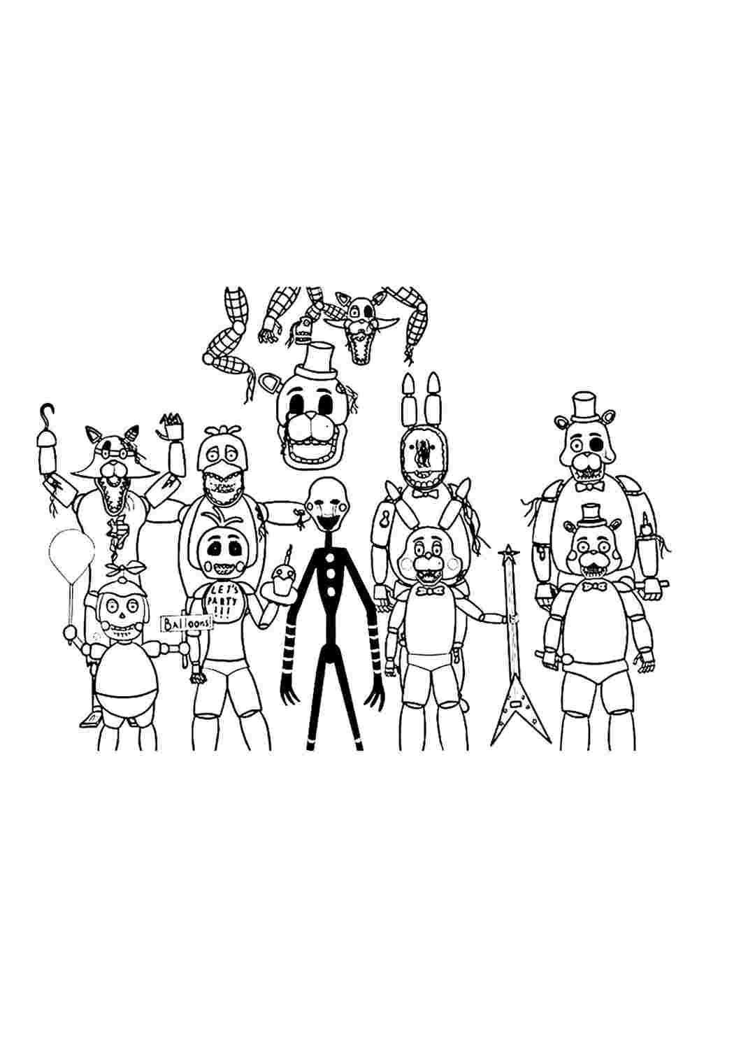 Раскраска Розфарбування для хлопчиків, розфарбування FNAF, розмальовка FNAF 7. Розфарбування без СМС.