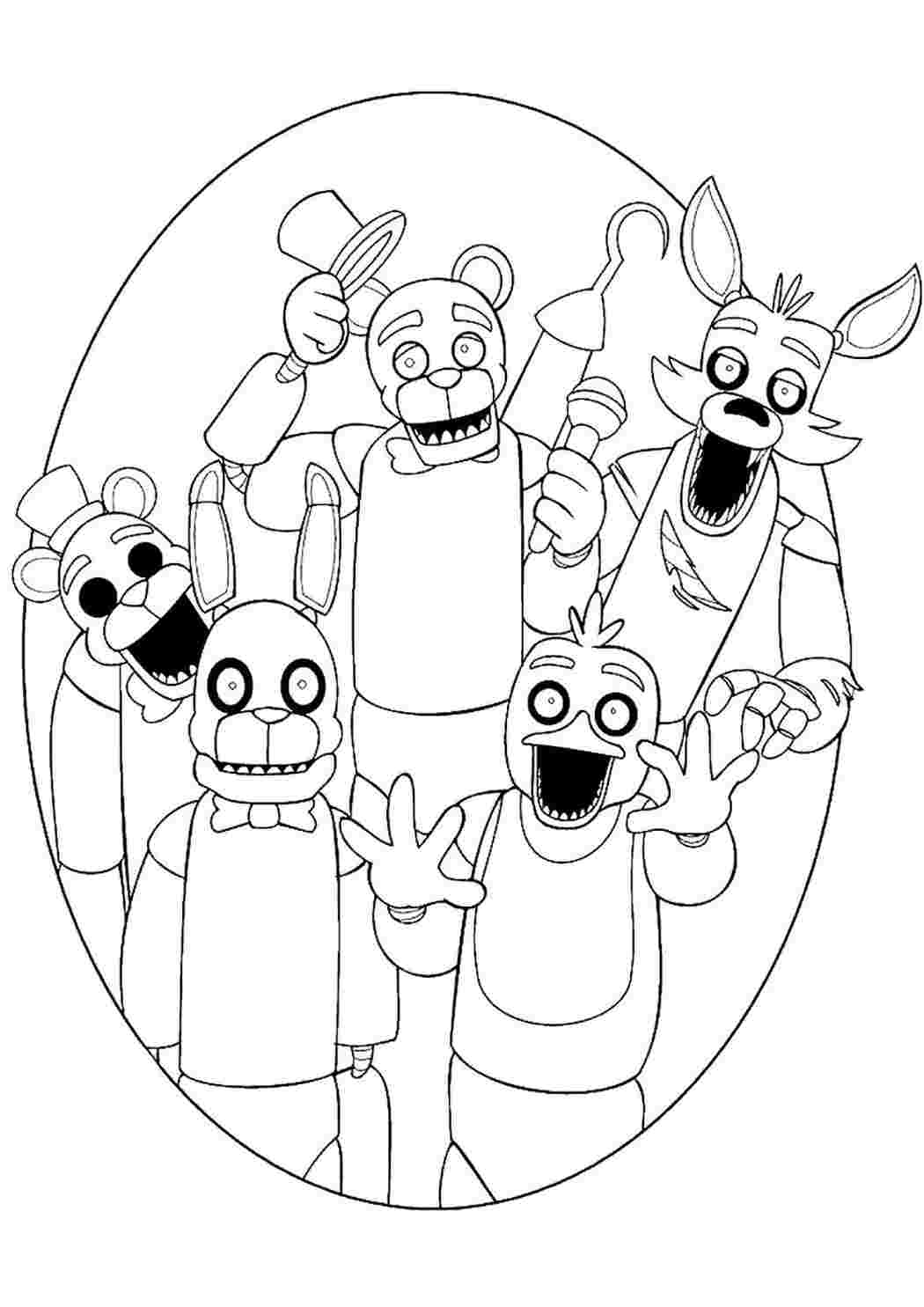 Раскраска Розфарбування для хлопчиків розмальовка FNAF 7. Розмальовки без СМС.