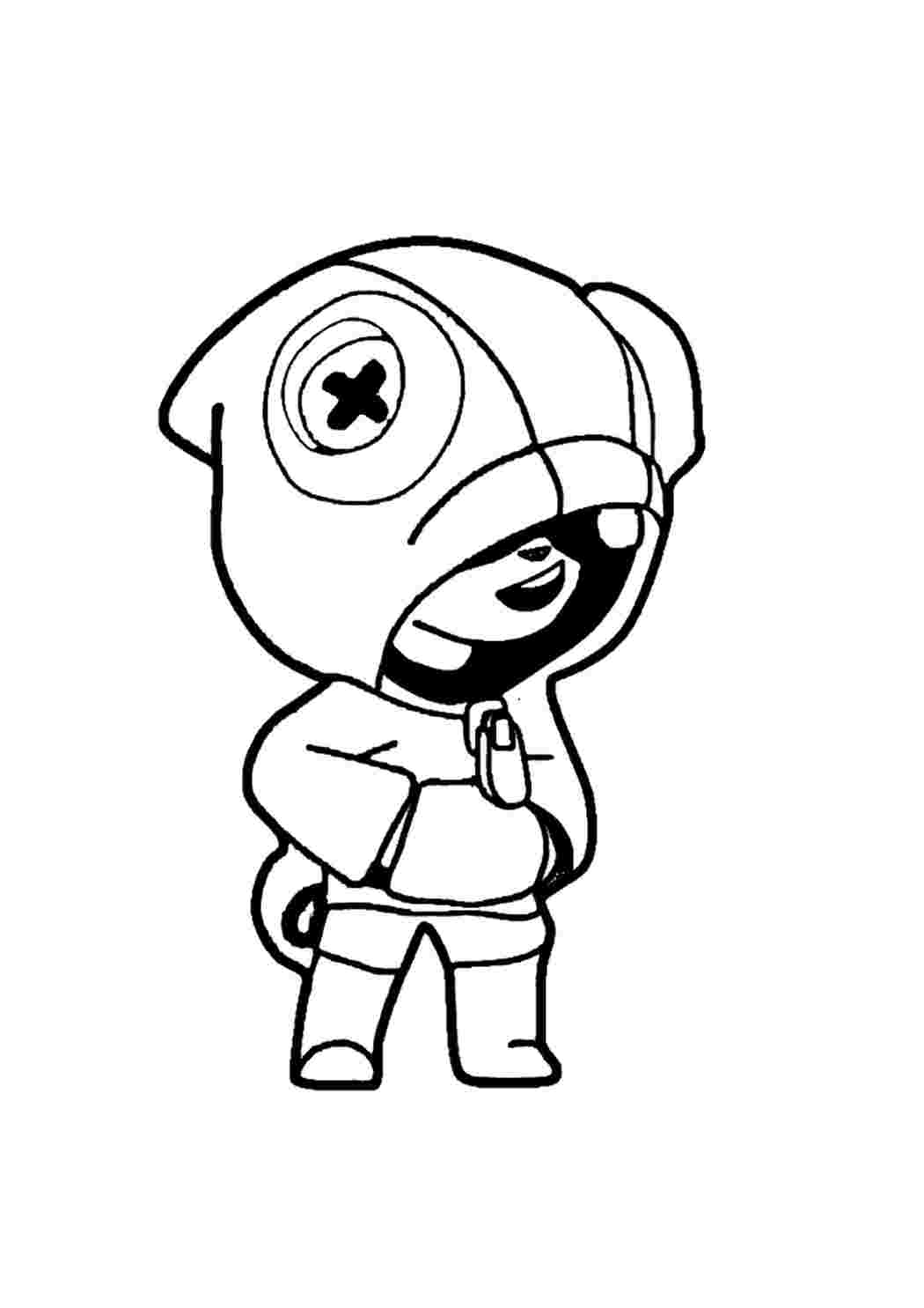 Раскраска Стандартний скін Леона Brawl Stars. Роздрукувати розмальовки на сайті.