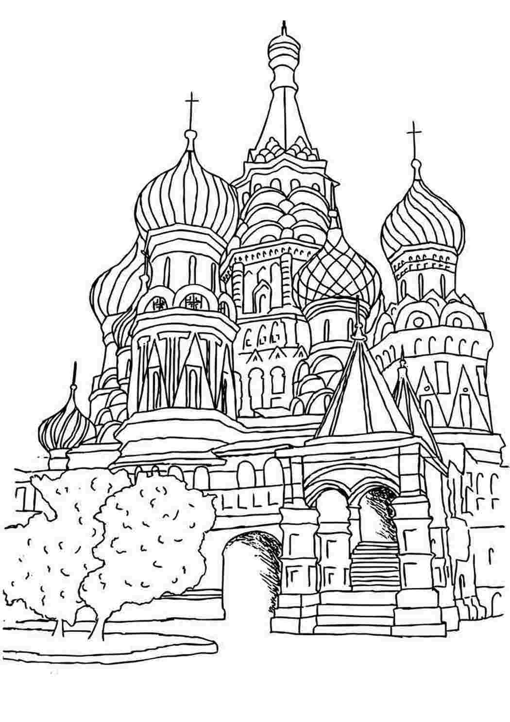 Раскраска Собор Василія Блаженного. Багато кольорів.