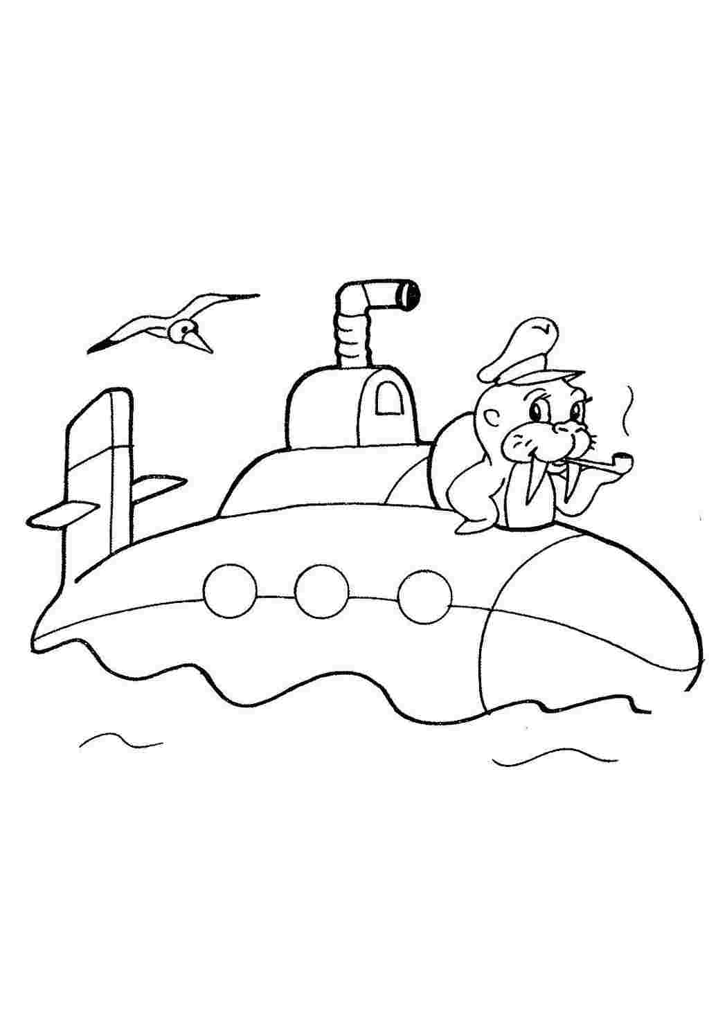 Раскраска Розфарбунки для хлопчиків розмальовка підводний човен. Цікаві розфарбунки.