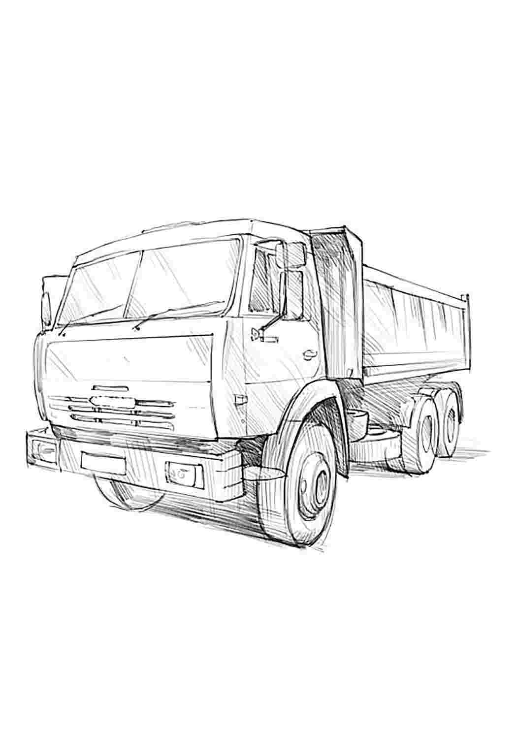 Раскраска Розфарбунки для хлопчиків розмальовка Камаз. Розмальовка для друку.