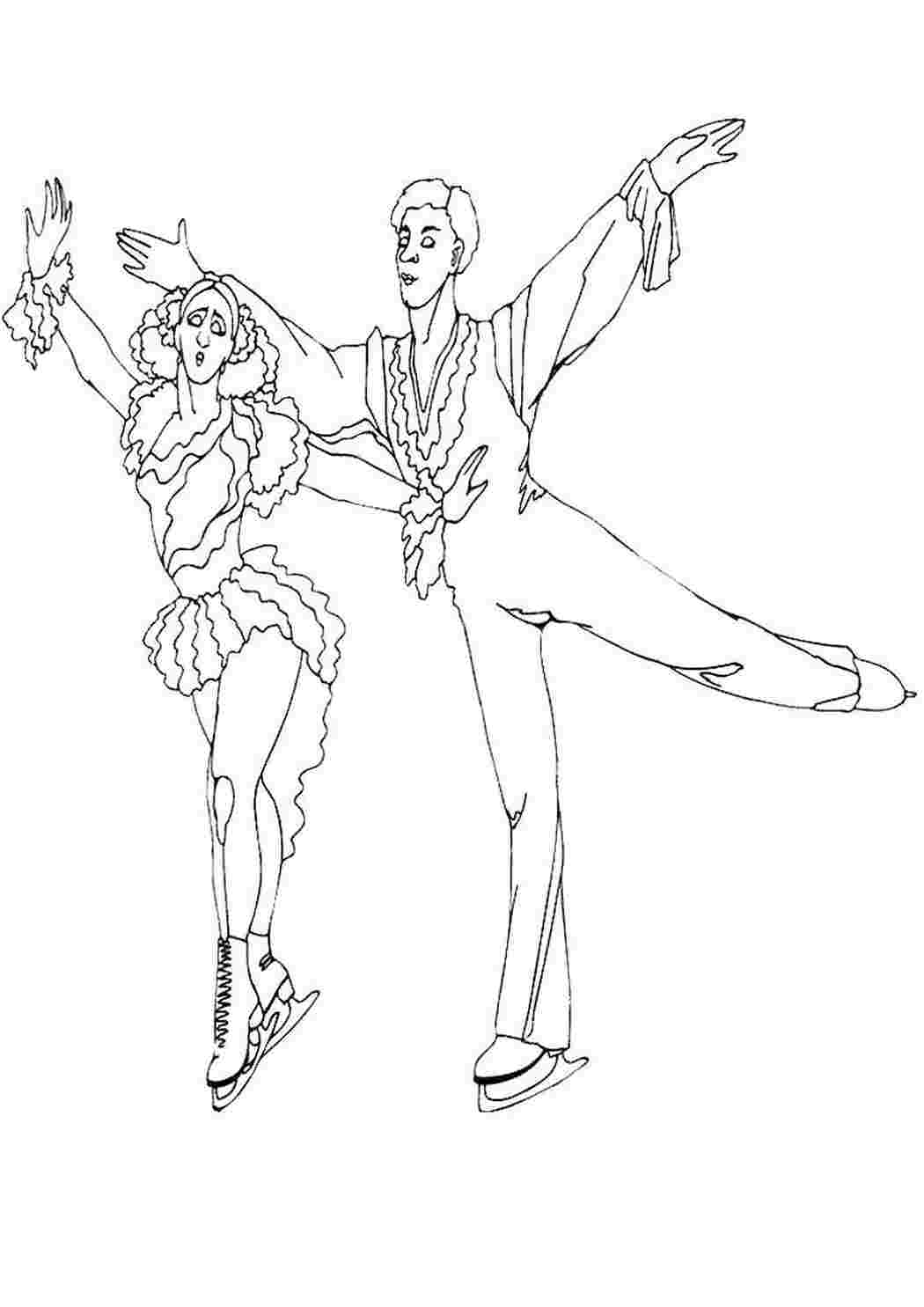 Раскраска Розфарбування спорт розфарбування фігуристка. Розфарбування для друку.