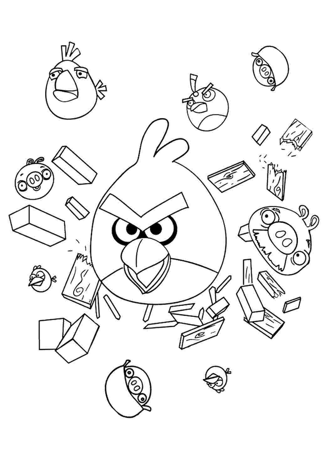 Раскраска Чорно-білі картинки Angry Birds для розмальовування. Розмальовки.