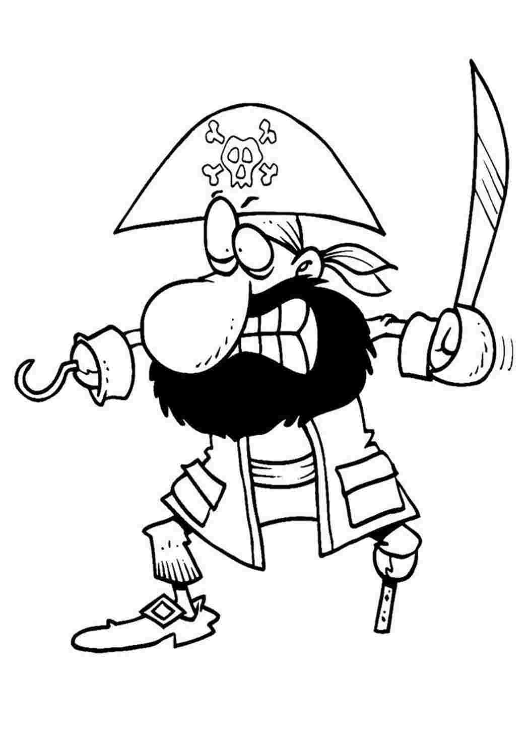 Раскраска Розфарбування Пірати Пірат і його абордажний меч. Розфарбовувати онлайн.