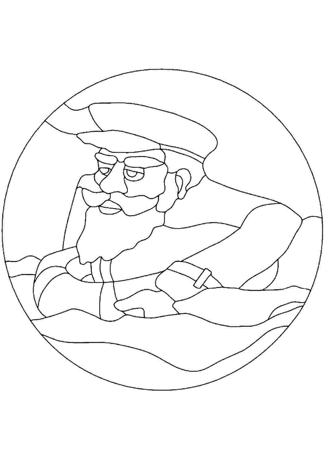 Раскраска Розфарбування професій розфарбування моряк. Розмальовка.