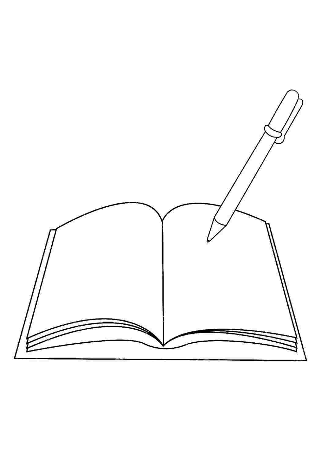 Раскраска Ручка на книзі. Завантажити розмальовки.