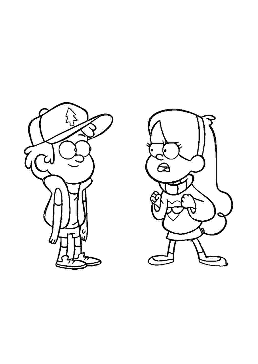 Раскраска Розфарбунки з мультфільмів, розфарбунки Gravity Falls. Онлайн розфарбунки.