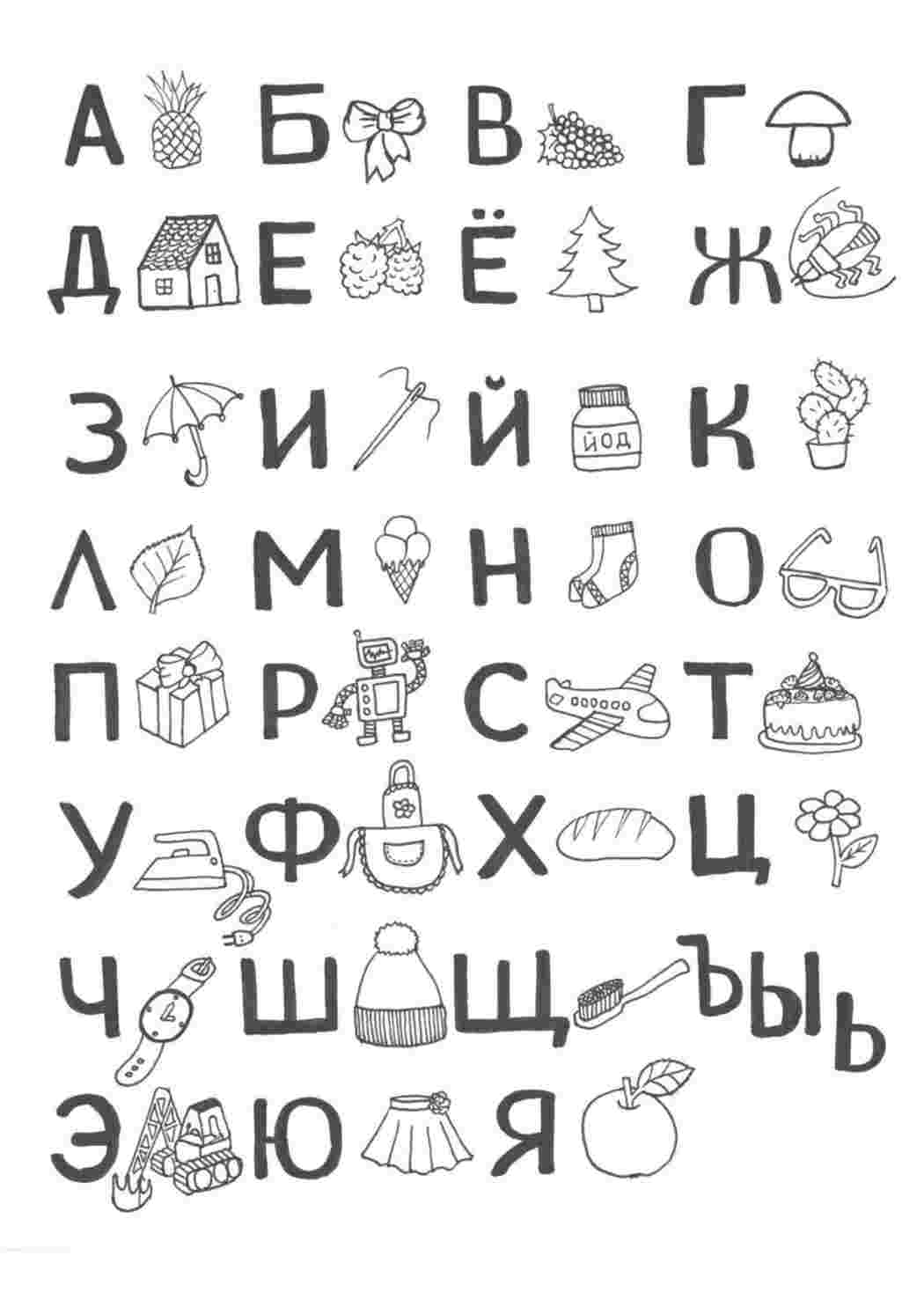 Раскраска Малюнки розмальовки алфавіт. Розвиваючі розмальовки.