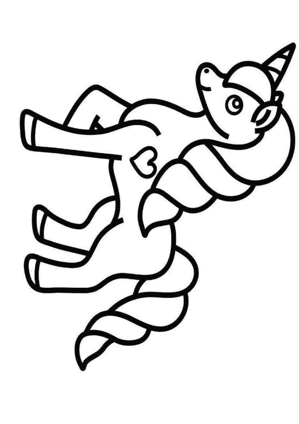 Раскраска Єдиноріг із сердечком. Розфарбовувати онлайн.