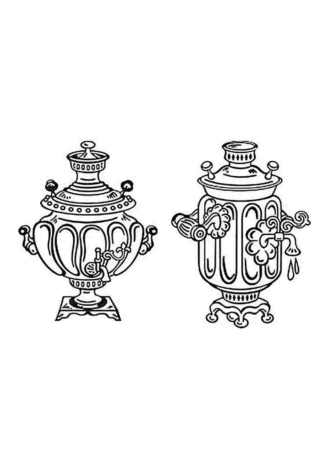 Раскраска Розфарбування самовара. Онлайн розфарбування.