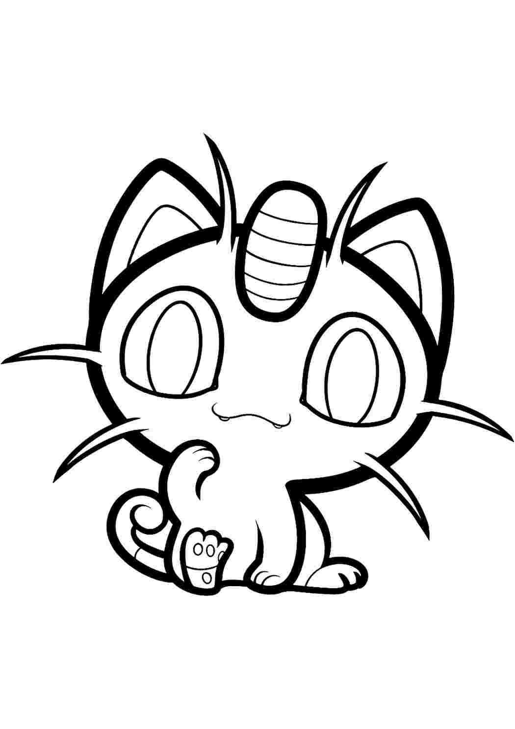 Раскраска Розфарбувати Розфарбувати Покемон М'яут (Meowth) роздрукувати. Навчальні розмальовки.