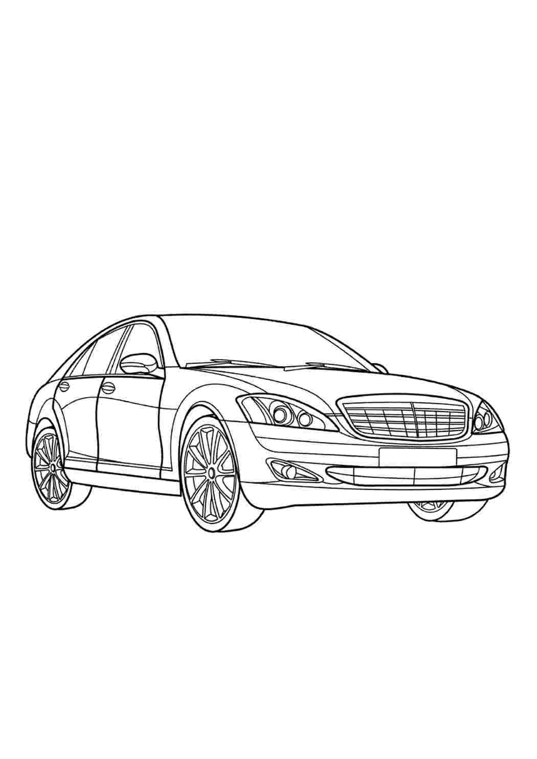 Раскраска Розфарбування Мерседес Бенц Машина Мерседес Бенц S 350L. Розфарбування у форматі А4.