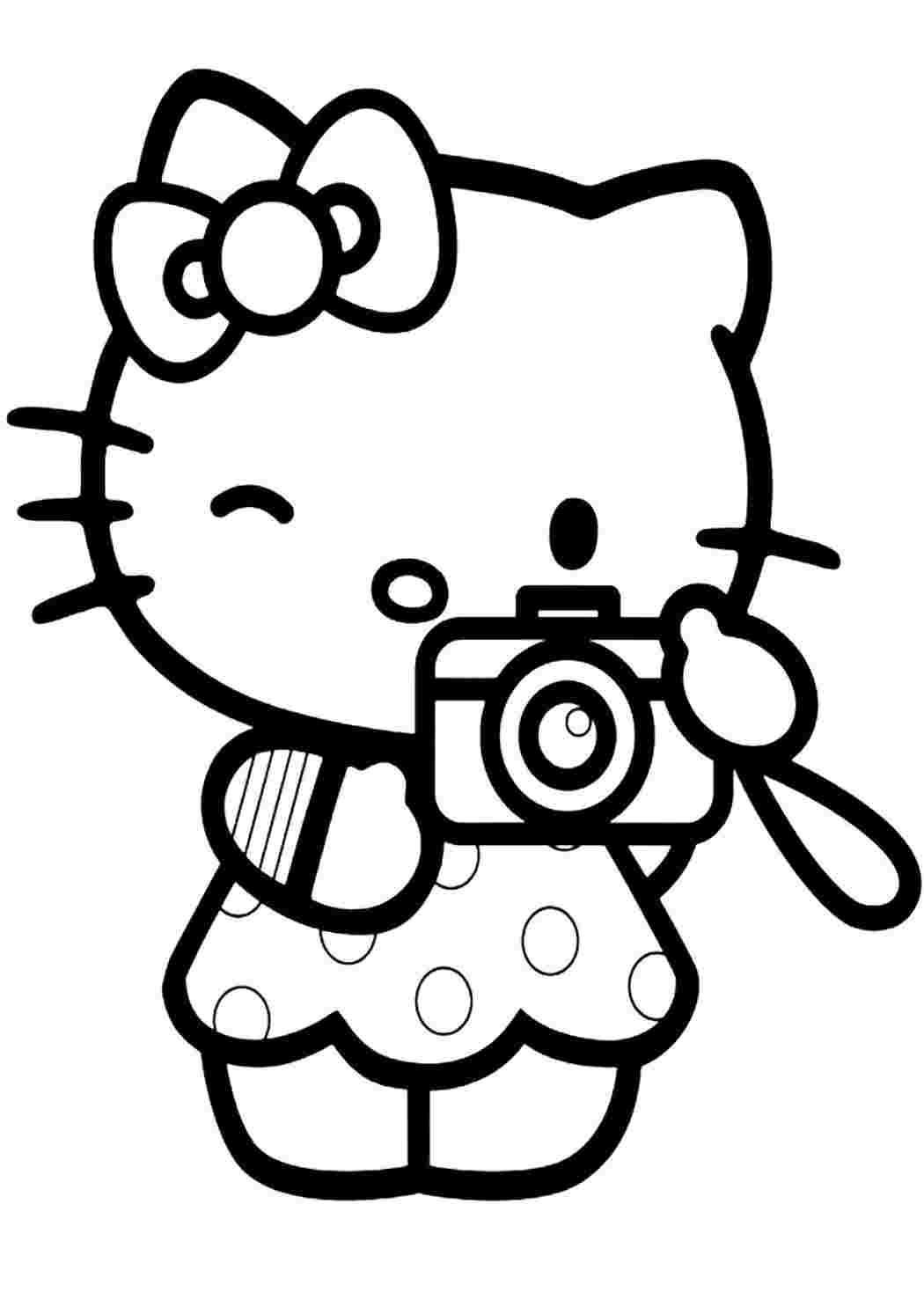 Раскраска Розфарбувати Розфарбувати Hello Kitty. Гарні розмальовки.