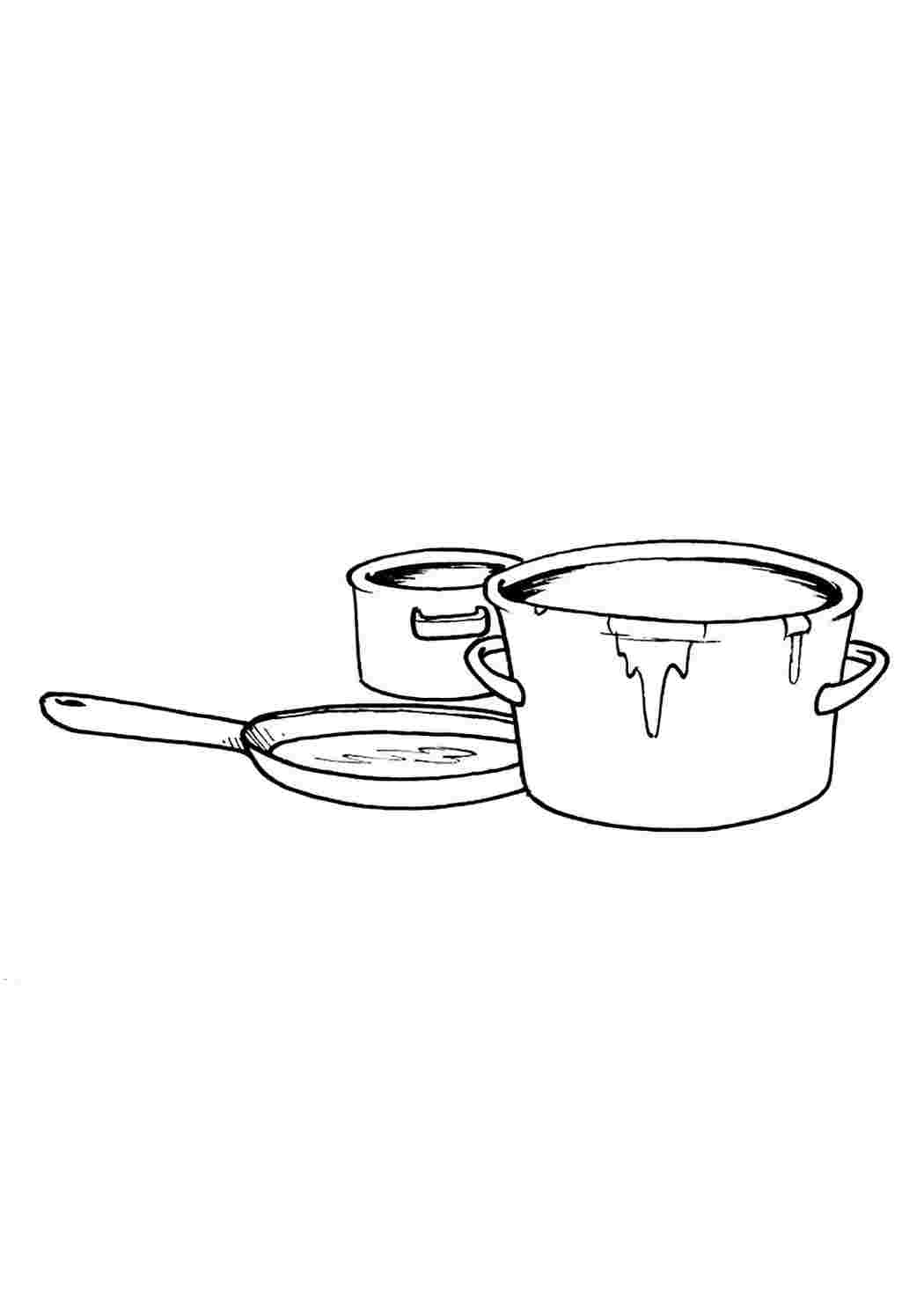 Раскраска Цікаві розмальовки розмальовка каструля. Роздрукувати розмальовки на сайті.