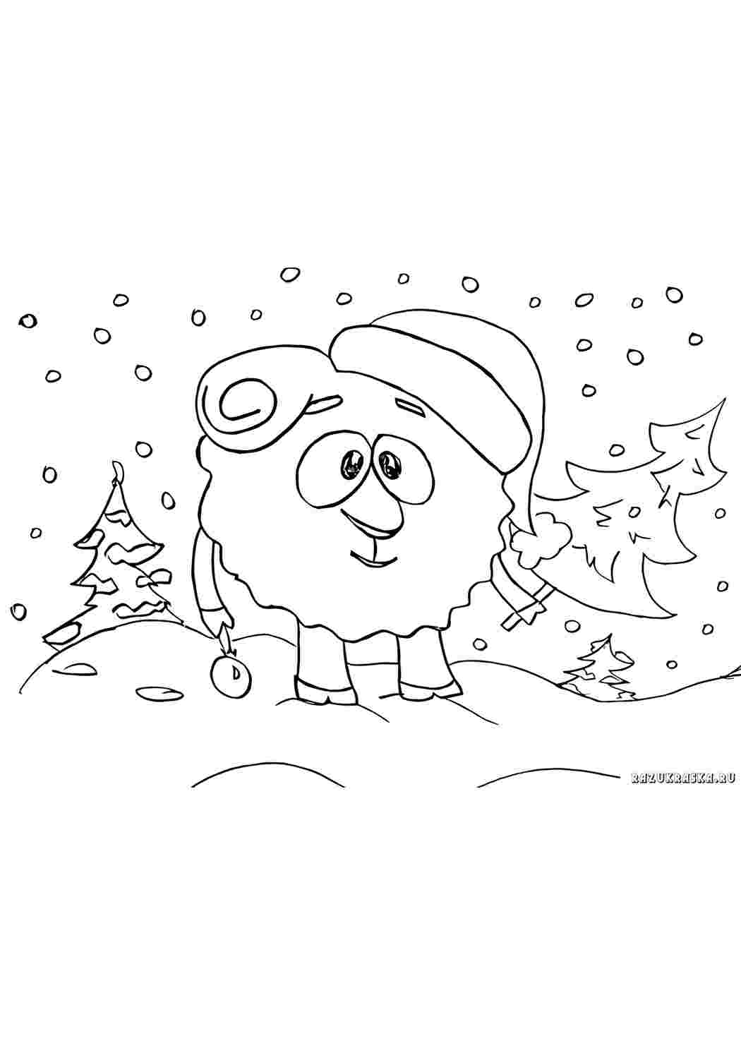 Раскраска Смешарики мультфільми. Безкоштовно знайти розмальовку.