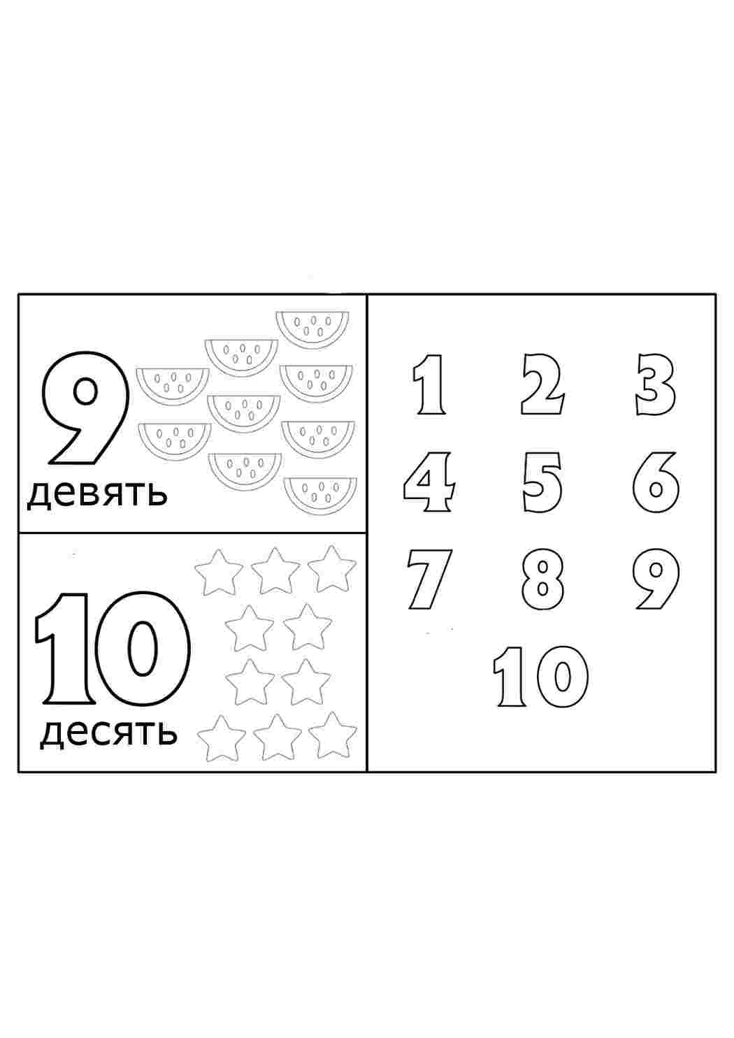 Раскраска Цифри 9 і 10. Друкувати розмальовку.