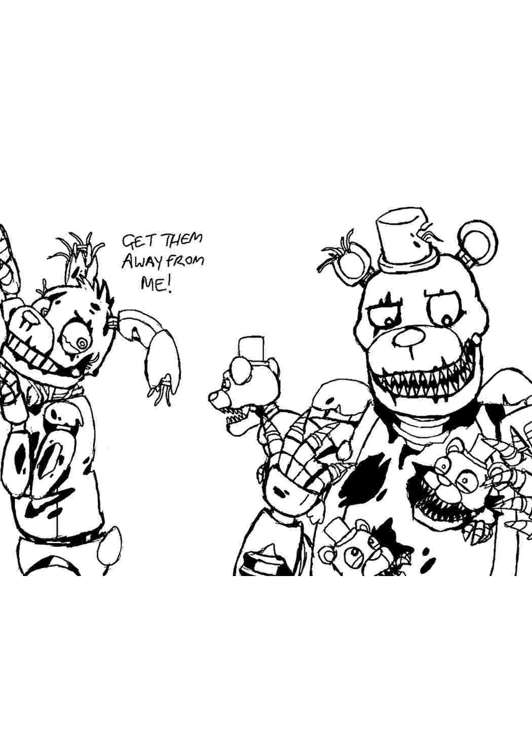 Раскраска Розфарбунки для хлопчиків розмальовка FNAF 7. Розмальовка.