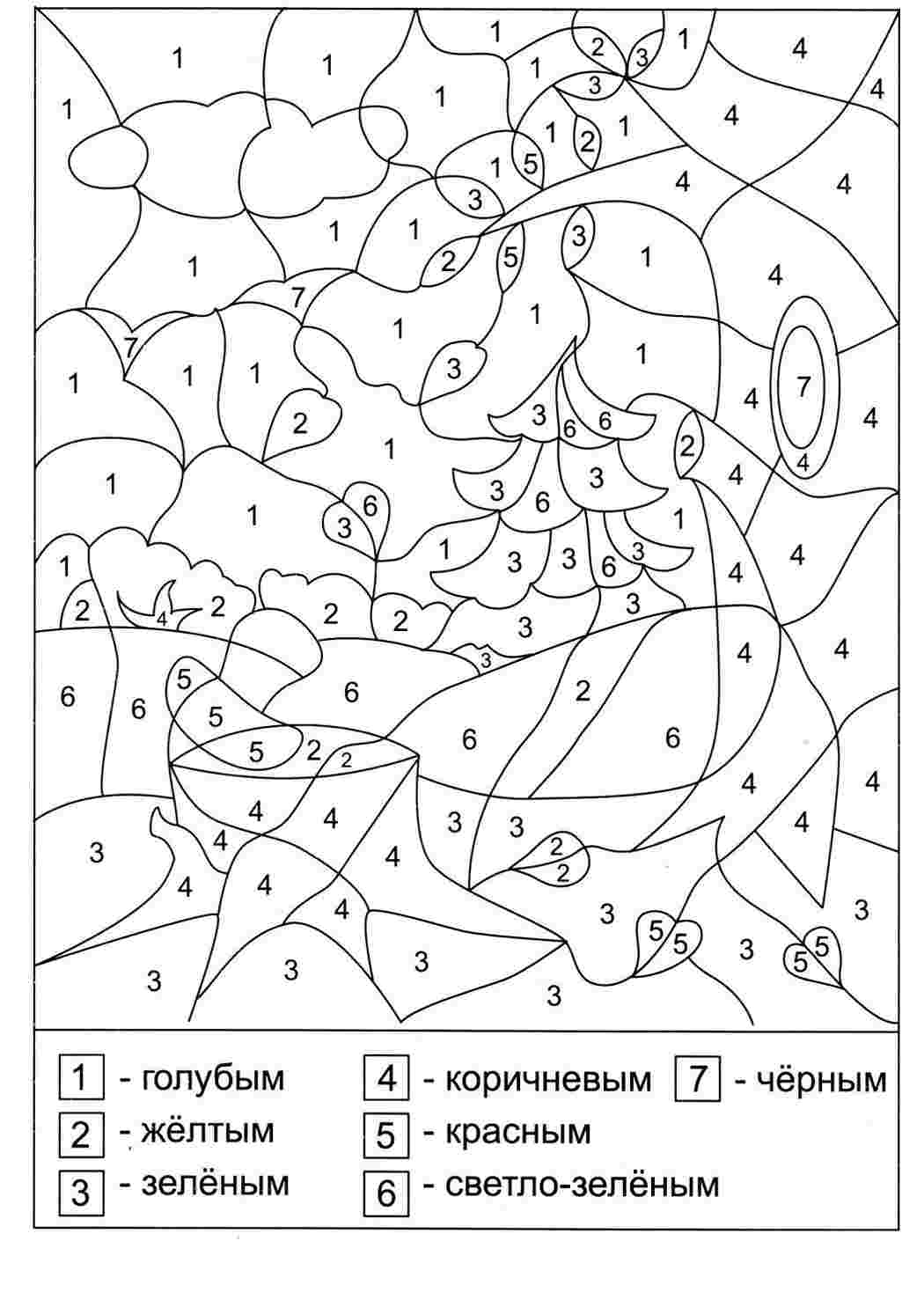 Раскраска Ліс. Розвивальні розмальовки.
