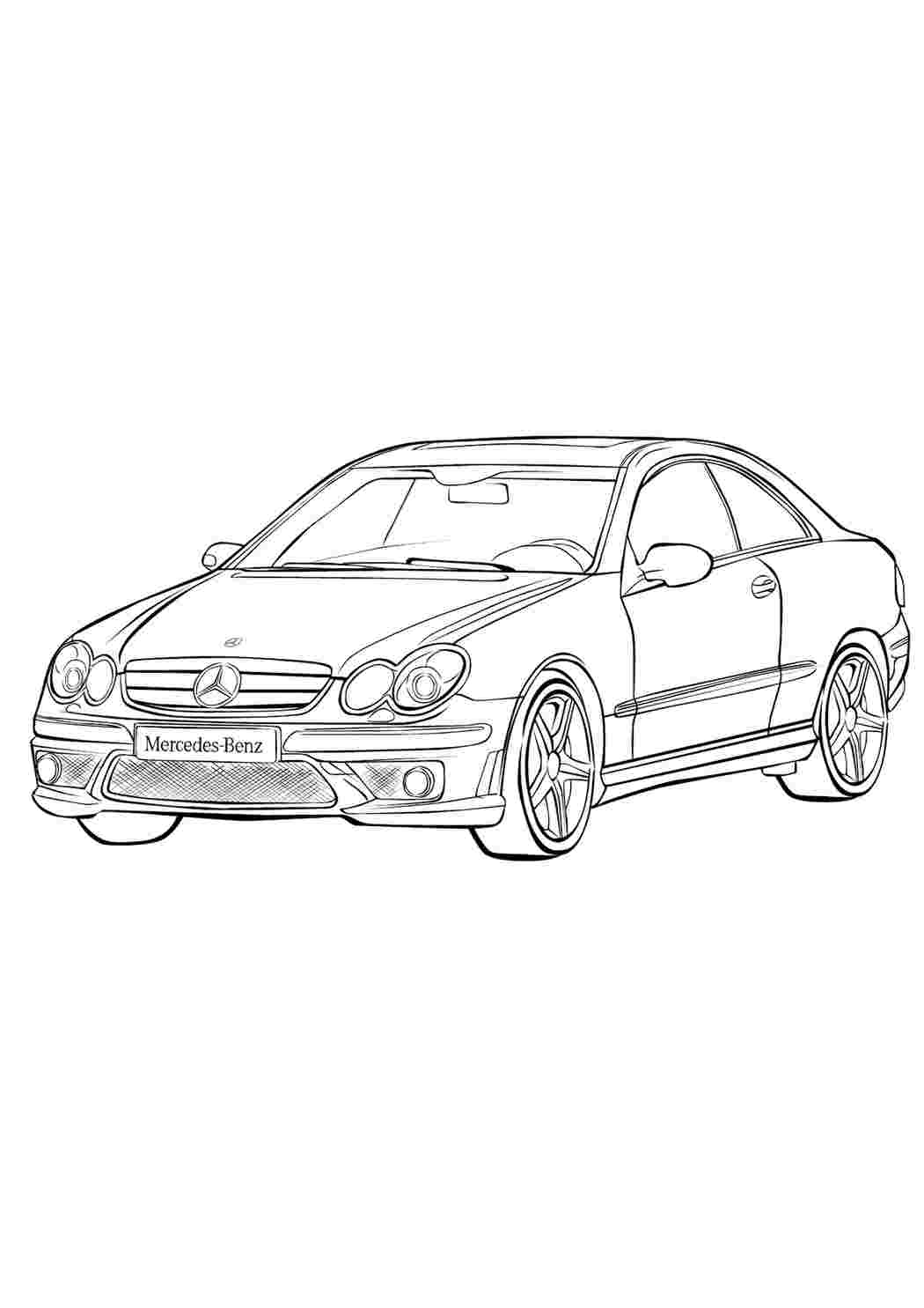 Раскраска Мерседес. Завантажити розмальовки.