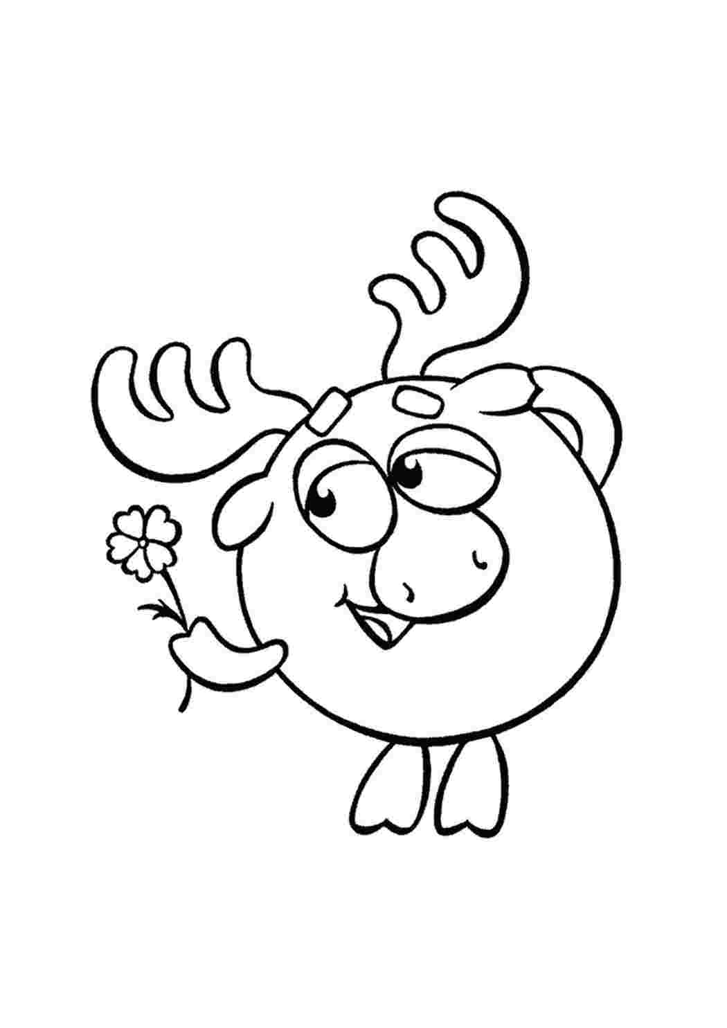 Раскраска Лосяш з квіткою Смешарики. Сайт з розмальовками.