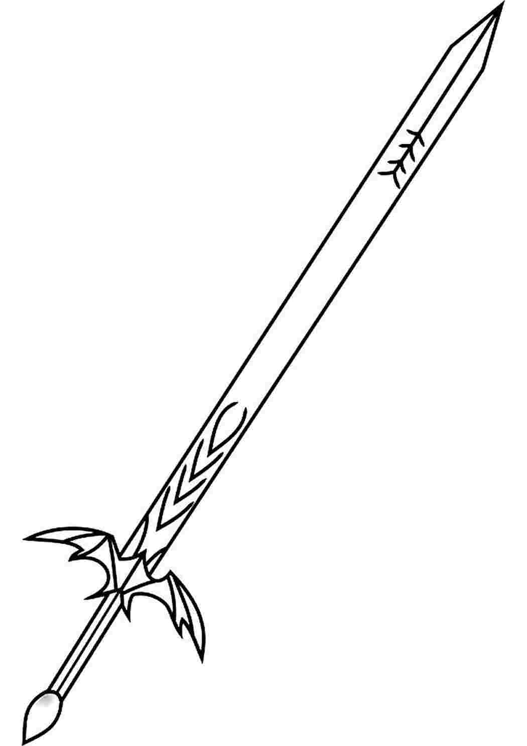 Раскраска Розфарбунки для хлопчиків розмальовка меч. Онлайн розмальовки.