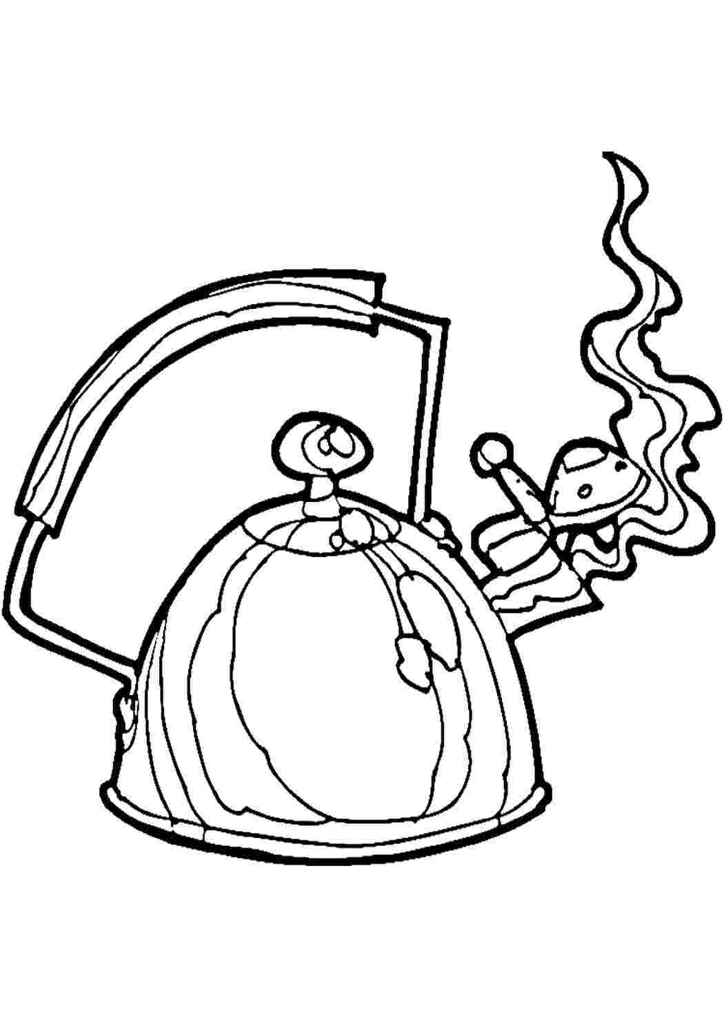 Раскраска Дитячі розмальовки з посудом. Розмальовка.