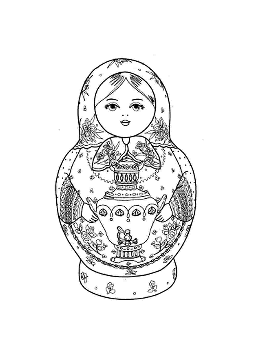 Раскраска Розфарбування Матрёшка. Друкувати розфарбування.