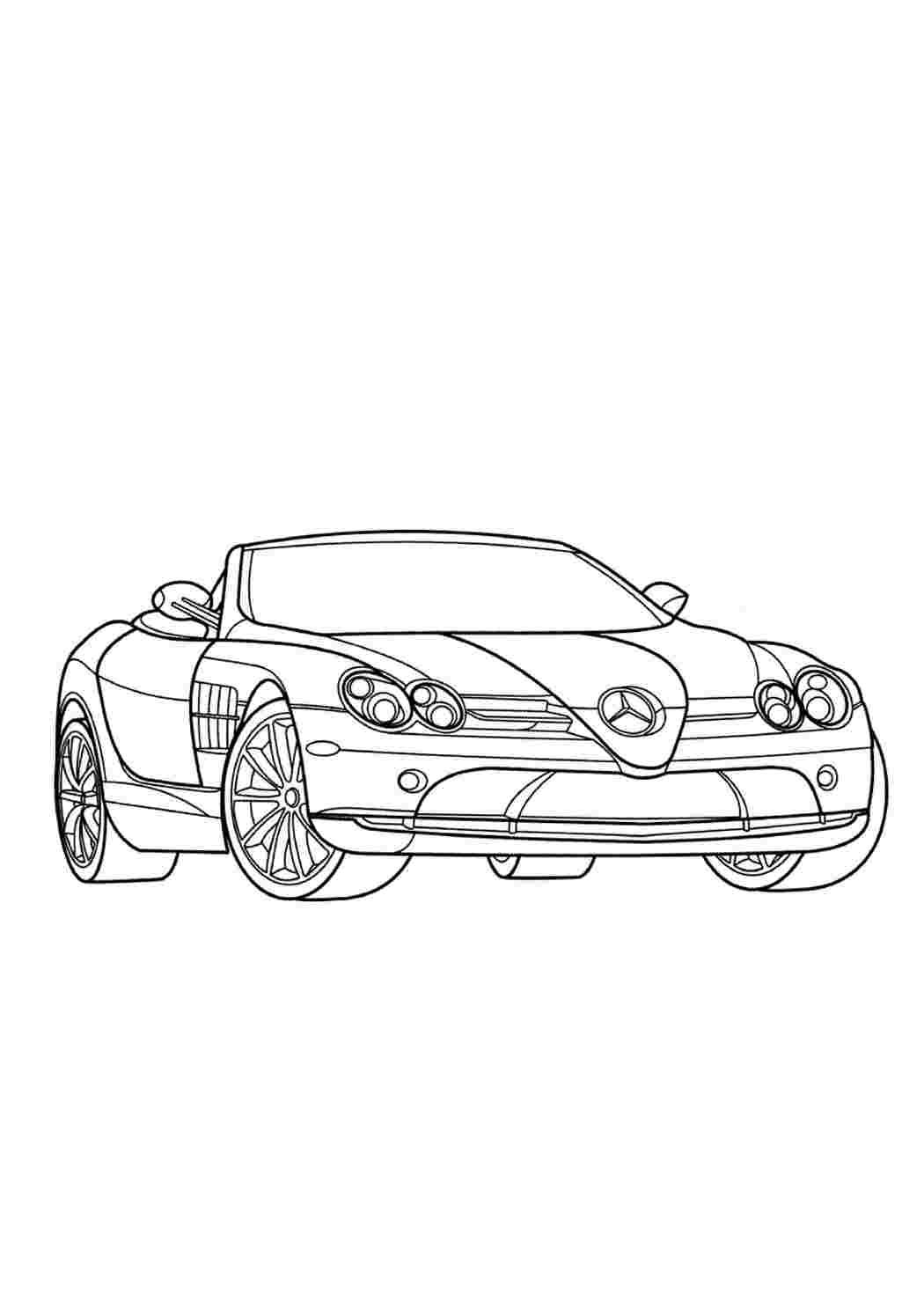 Раскраска Розфарбування Мерседес Бенц Машина Мерседес SLR McLaren. Гарні розмальовки.