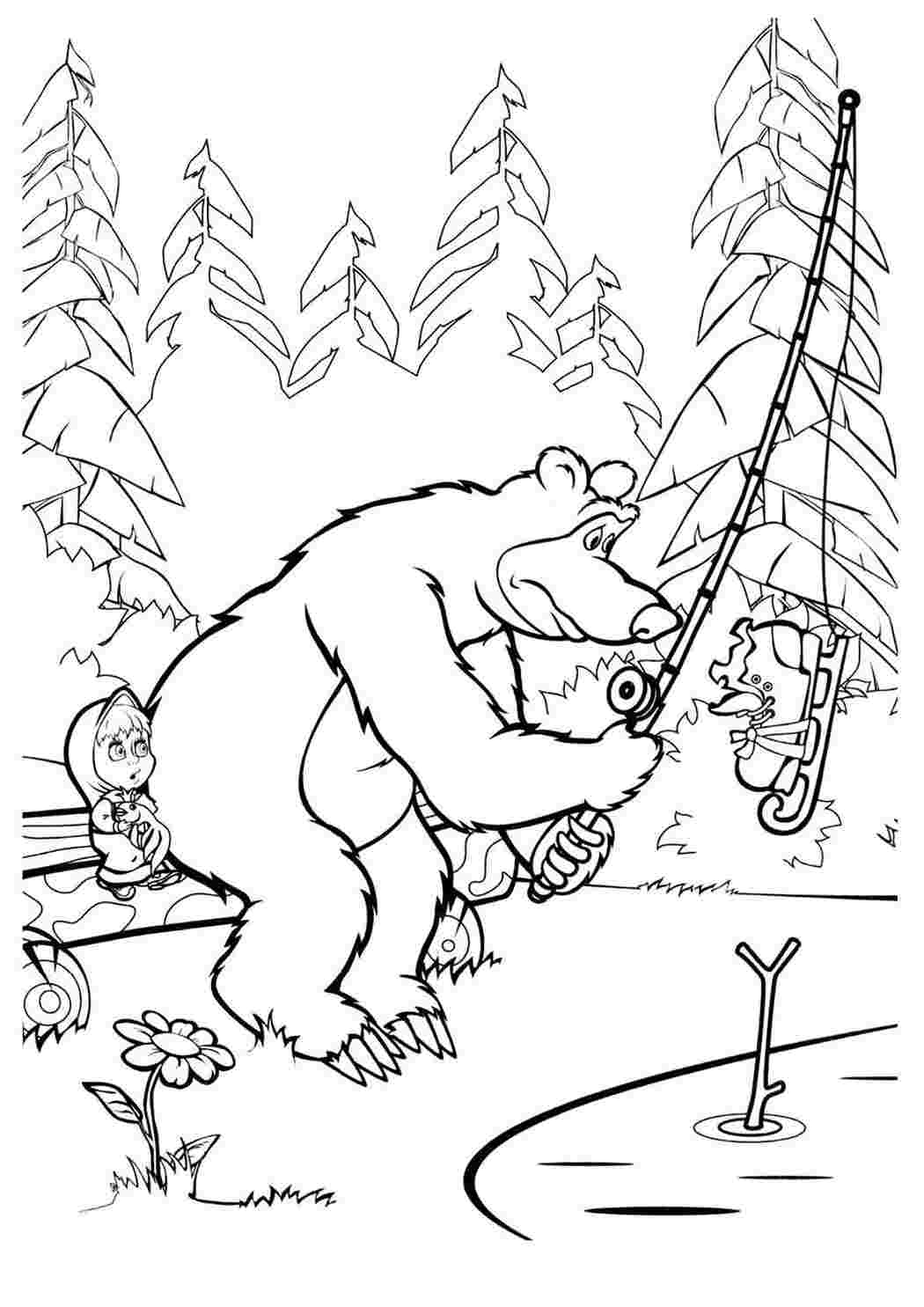 Раскраска Улов ведмедя. Розмальовки.
