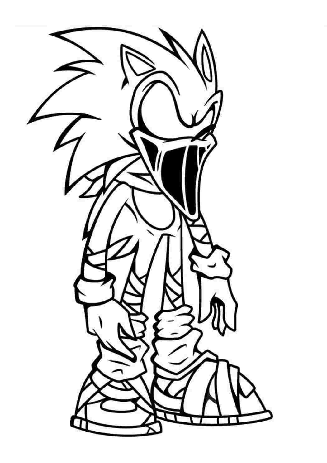 Раскраска Розфарбування FNF Sonic Corrupted Sonic. Цікаві розфарбування.