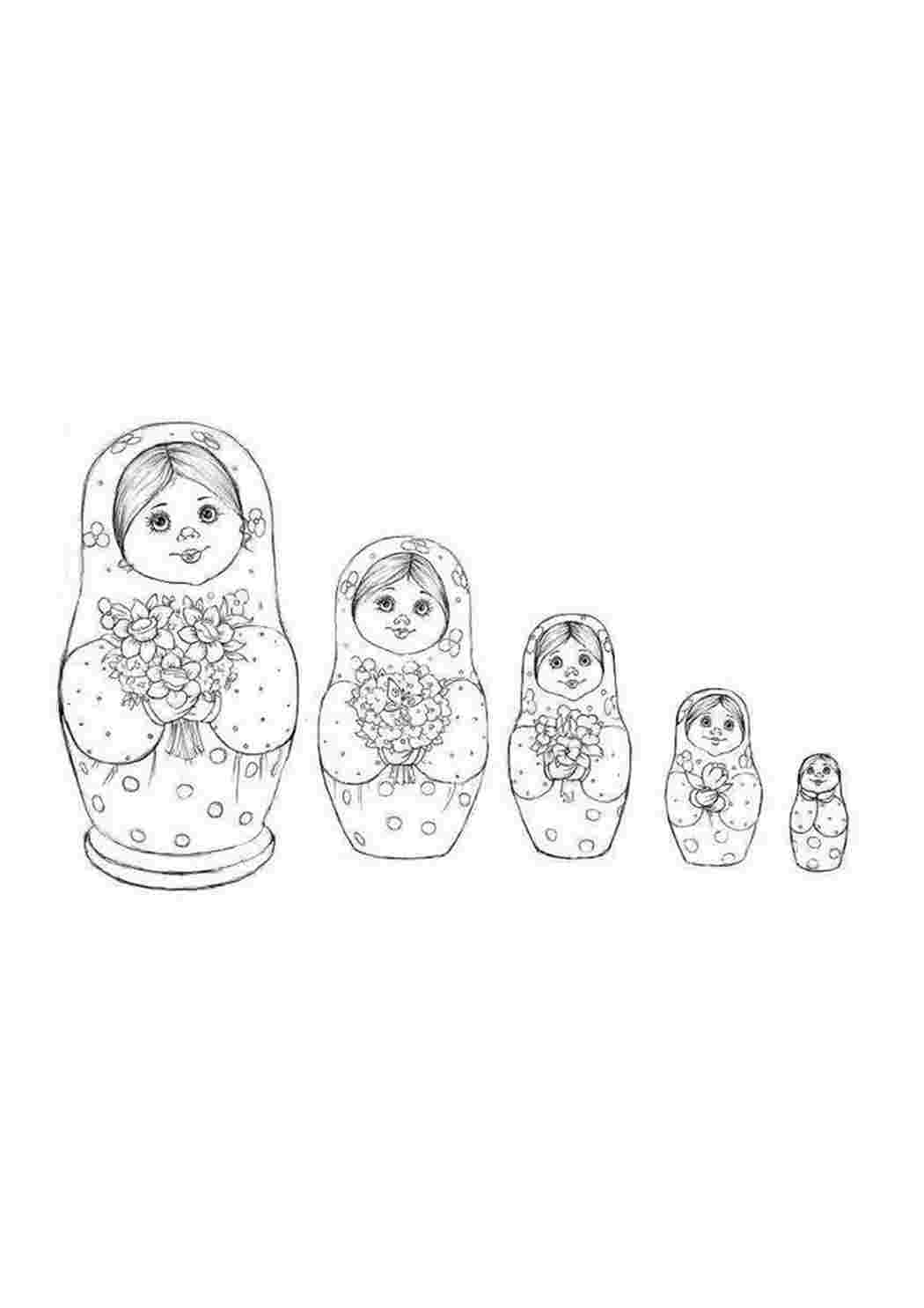 Раскраска Розмальовка Матрёшка. Онлайн розмальовки.