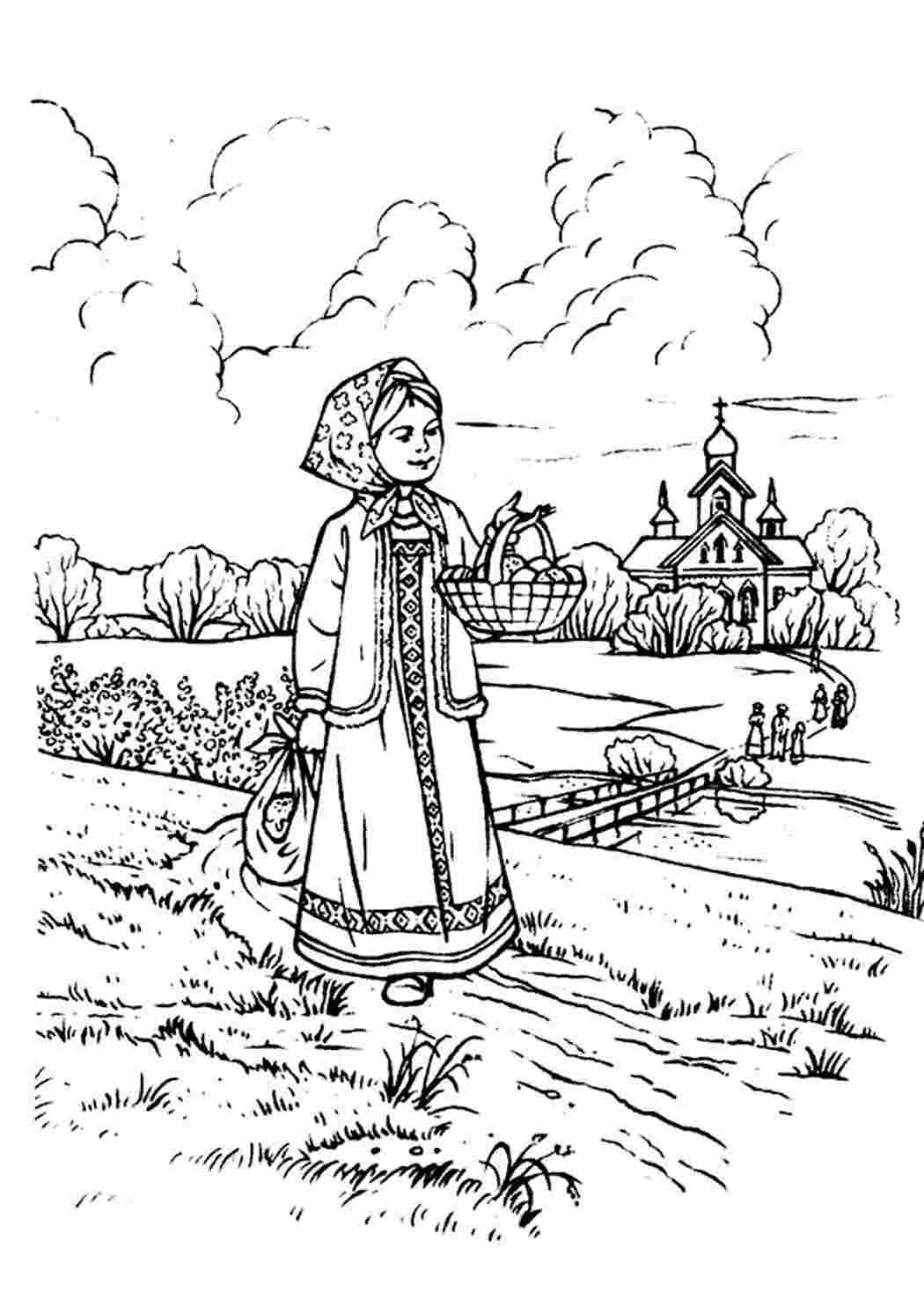 Раскраска Розфарбування село. Безкоштовні розфарбування.