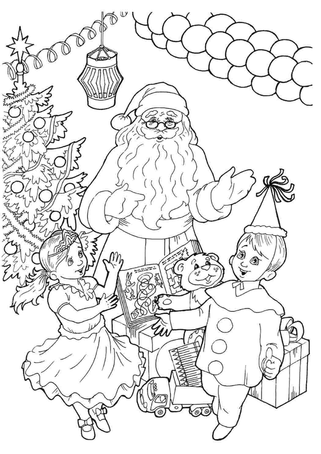 Раскраска Новоріжні розмальовки Дідо Мороз та Снігуронька. Розмальовка.