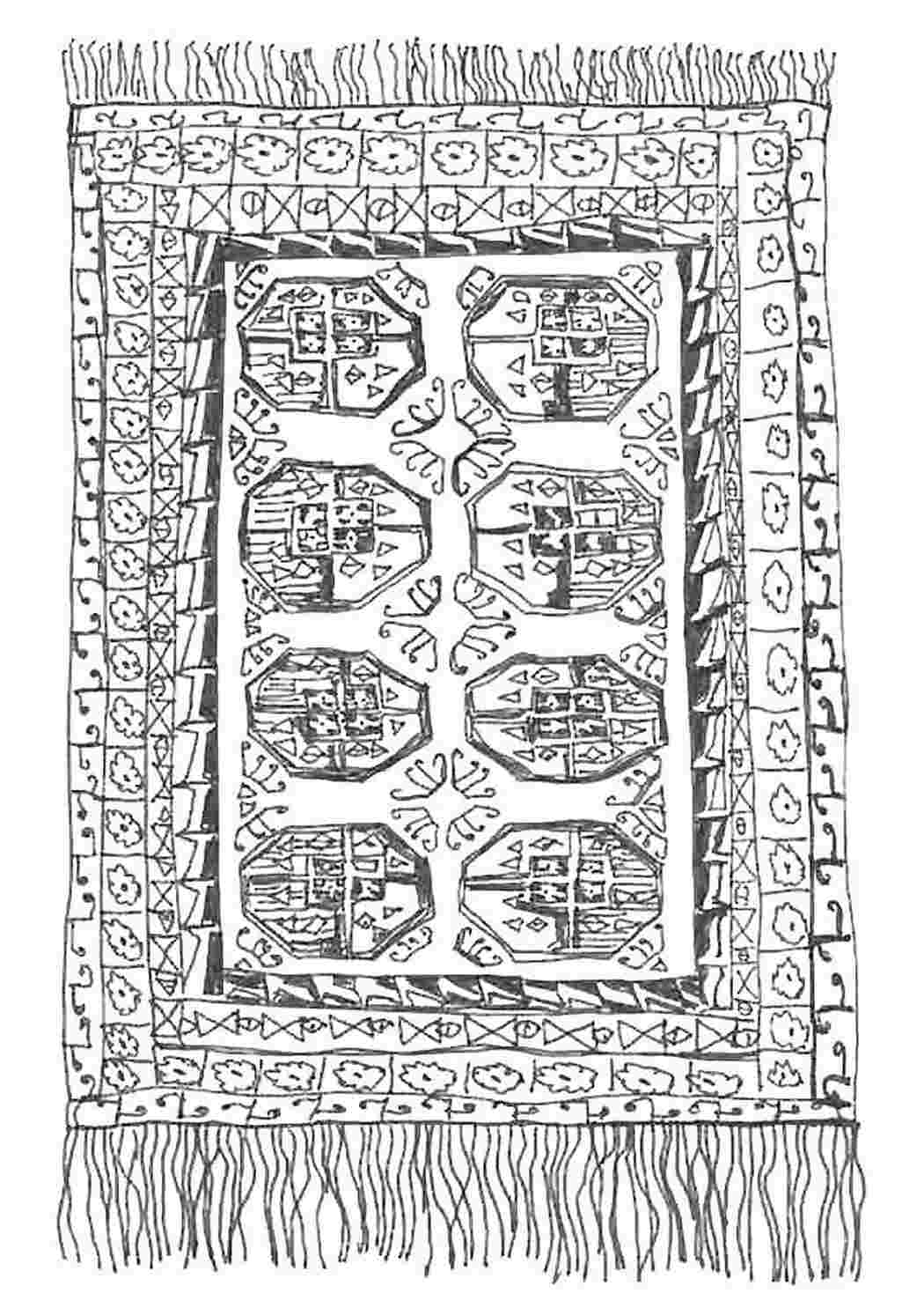Раскраска Розфарбування килим. Роздрукувати розфарбування на сайті.