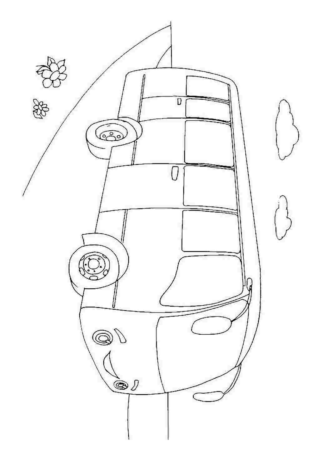 Раскраска Безкоштовна розмальовка автобус. Навчальні розмальовки.