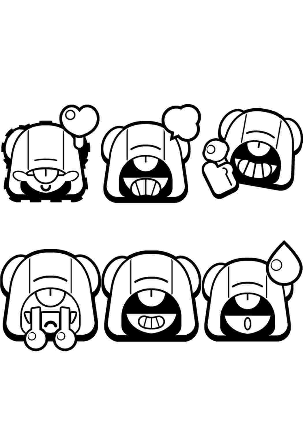 Раскраска Усі Лео Емоджі Brawl Stars - розмальовка. Розмальовки.