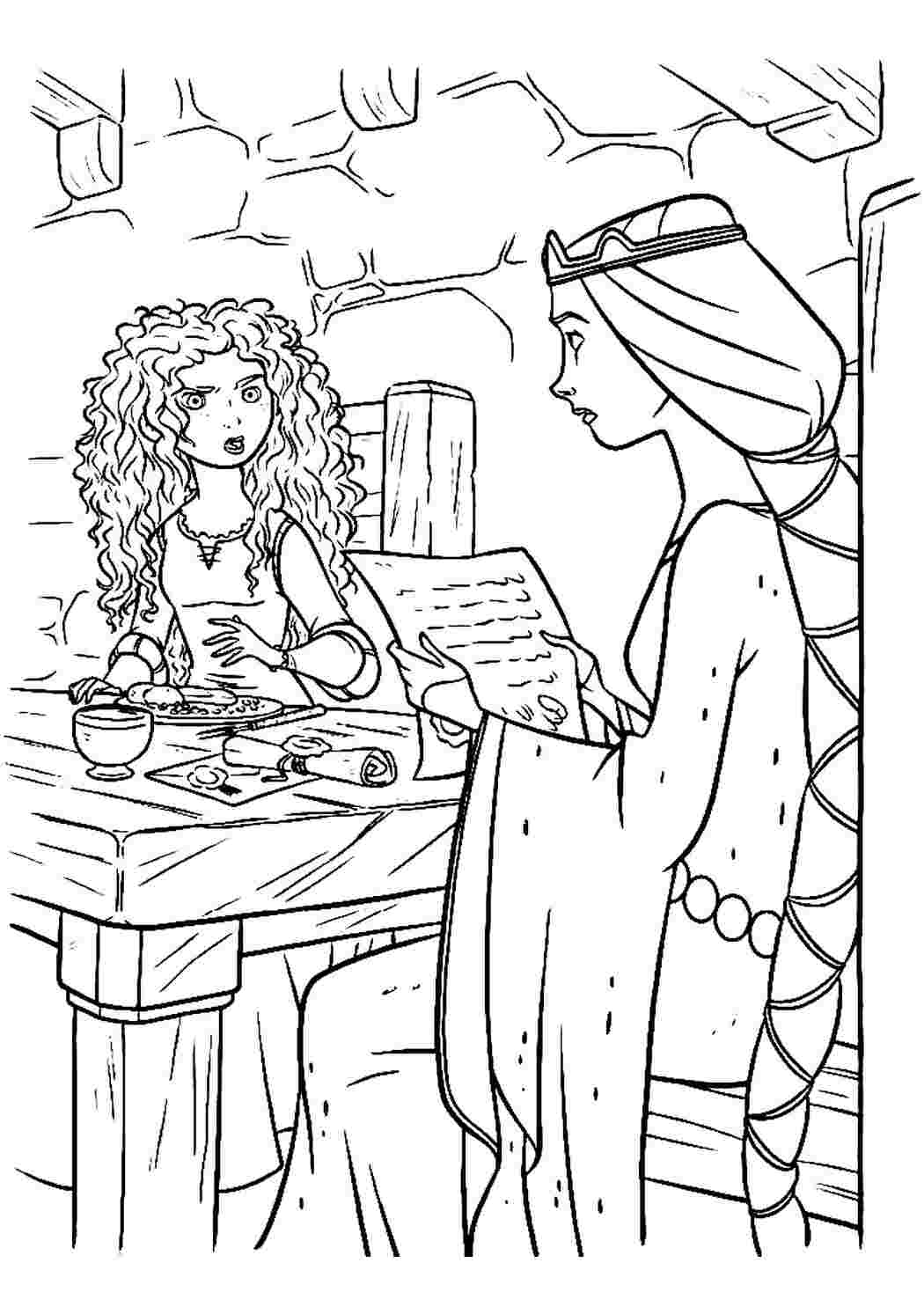 Раскраска Розфарбувати Розфарбувати Мерида та королева роздрукувати. Завантажити розмальовки безкоштовно.
