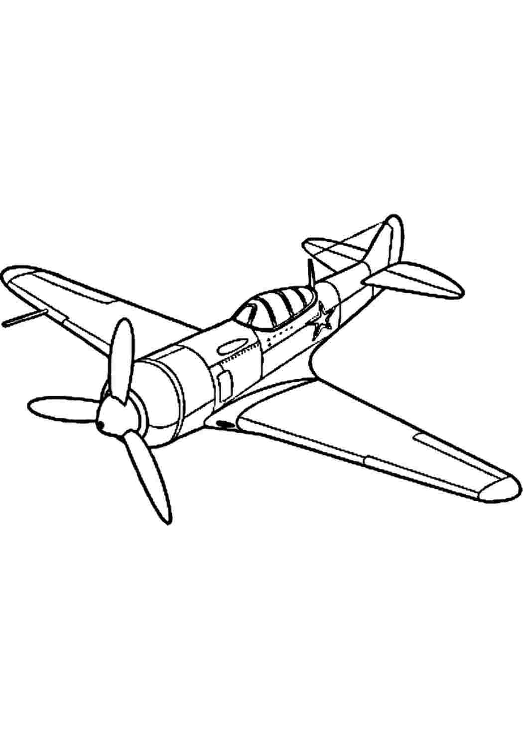 Раскраска Іл-2 – радянський штурмовик часів Другої світової війни. Розмальовка для друку.
