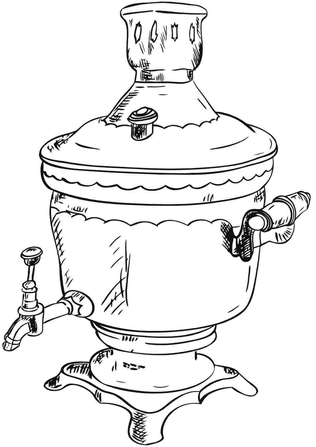 Раскраска самовар. Сайт із розмальовками.