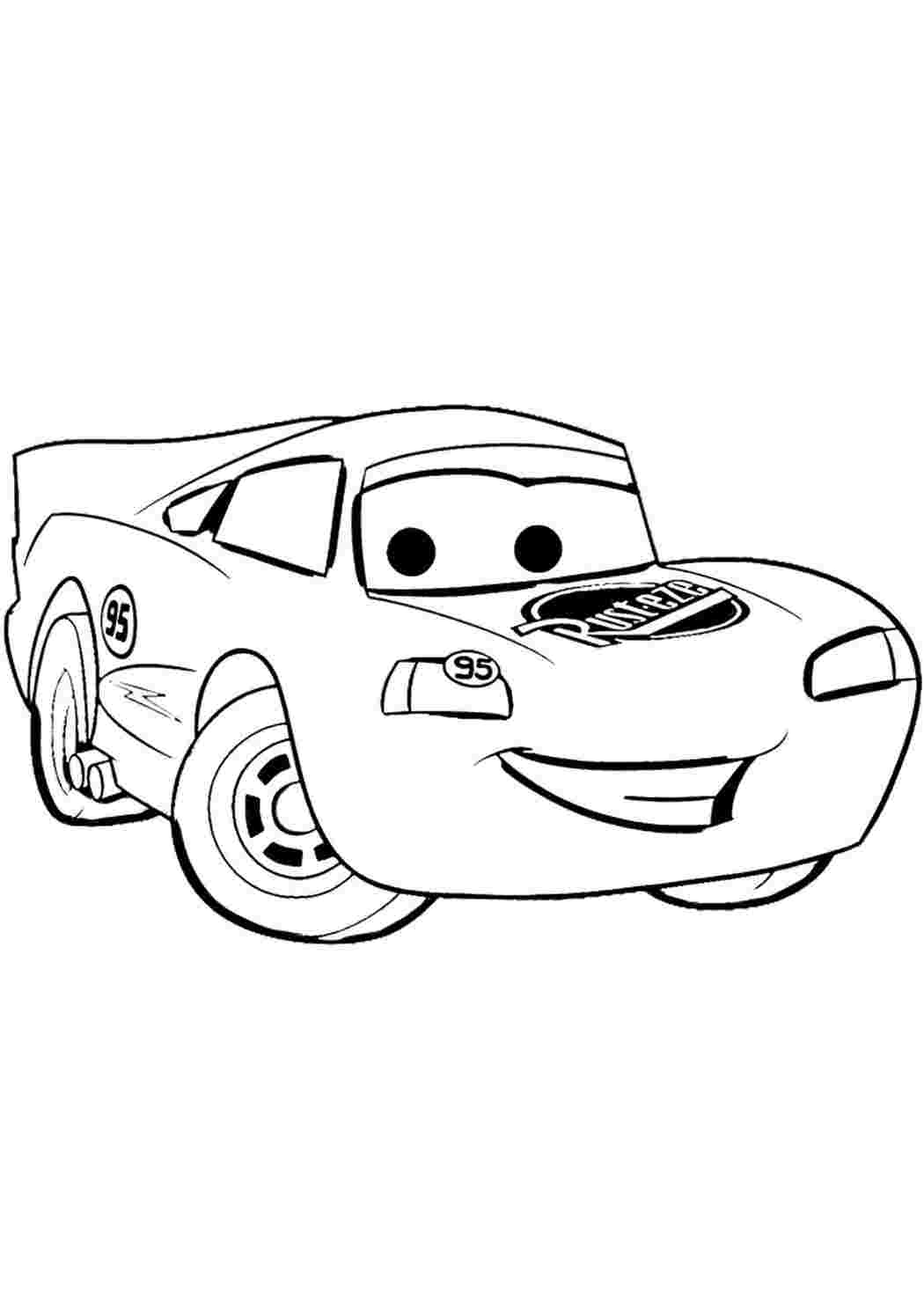 Раскраска Версія для дітей гоночного авто Lightning McQueen. Роздрукувати розмальовки на сайті.