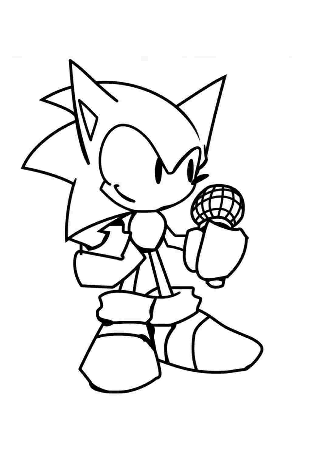 Раскраска Розфарбування FNF Sonic Жіночий костюм Соніка. Розфарбування у форматі А4.