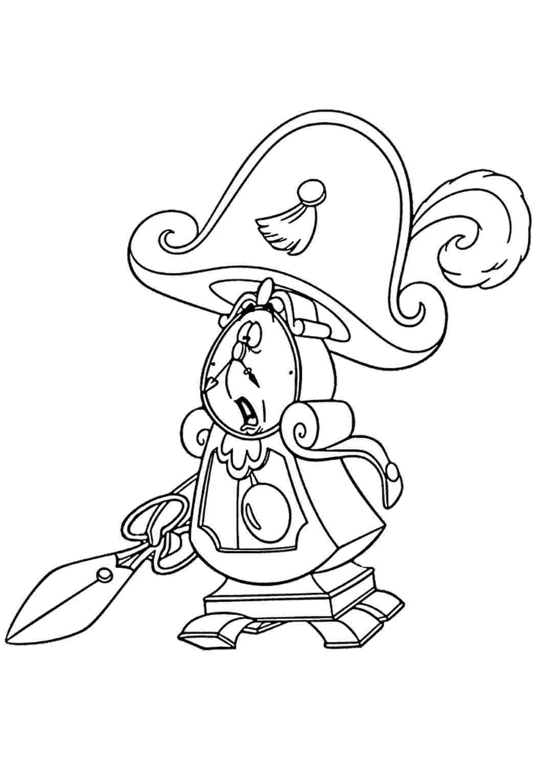 Раскраска Мускетєр, що махав прапором Cogsworth. Безкоштовні розмальовки.
