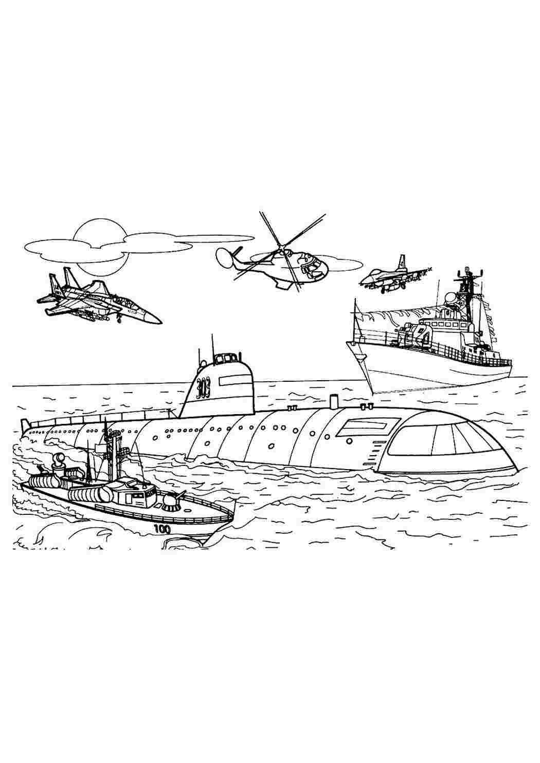 Раскраска Розфарбунки для хлопчиків розмальовка підводний човен. Онлайн розмальовки.