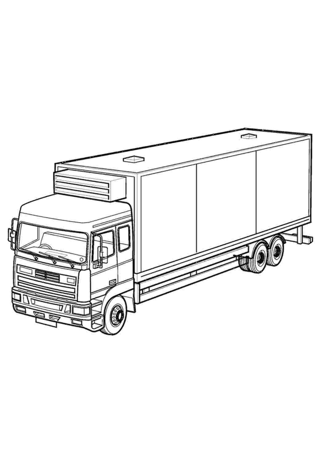 Раскраска Розфарбування вантажний автомобіль фура розмальовки для хлопчиків розмальовки машини. Завантажити розмальовки.