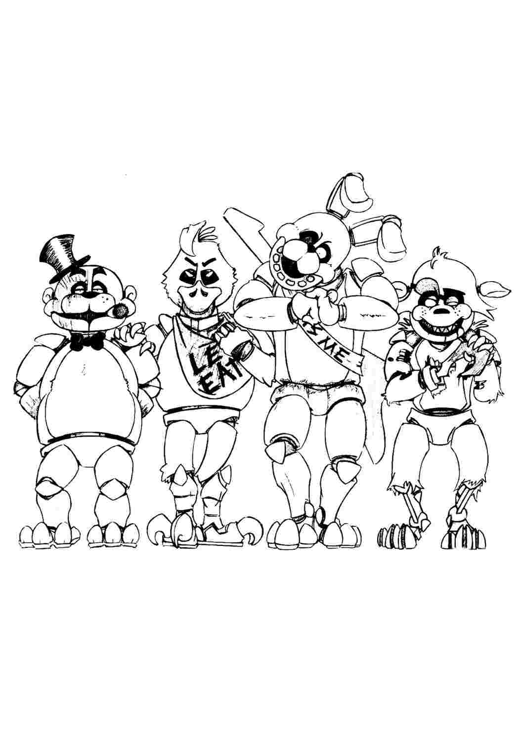 Раскраска Розфарбунки для хлопчиків розмальовка FNAF 2. Роздрукувати розфарбунки.