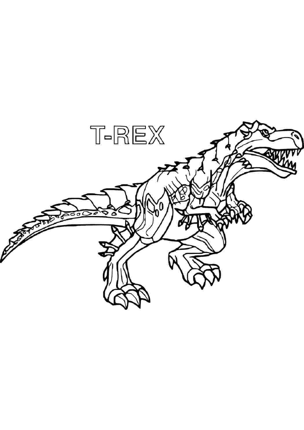 Раскраска Розфарбування Т-рекс T-Rex. Роздрукувати розфарбування.